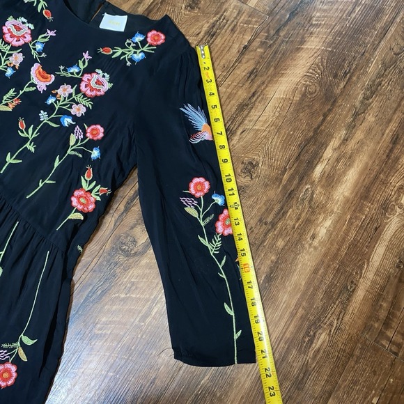 Anthropologie Black Floral Embroidered Midi Dress - Picture 7 of 7